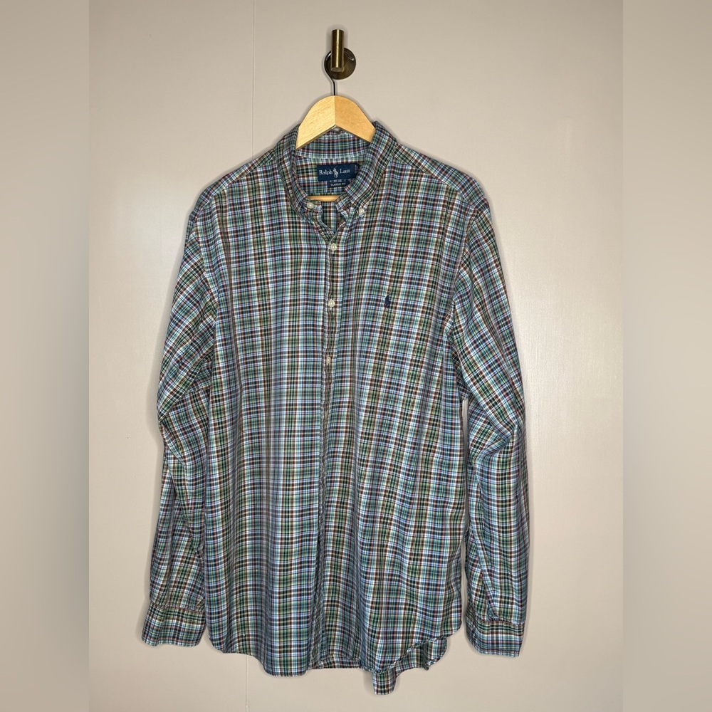 Ralph Lauren Classic‎ Fit Plaid Button Down Shirt XL Preppy Old Money Mens